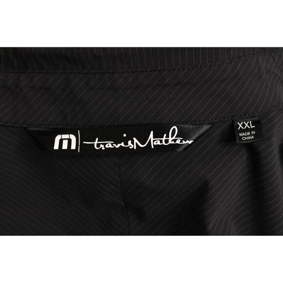 Travis Mathew Men's Long Sleeve Button Down Shirt Black W/Grey Stripes 2XL - Picture 6 of 8